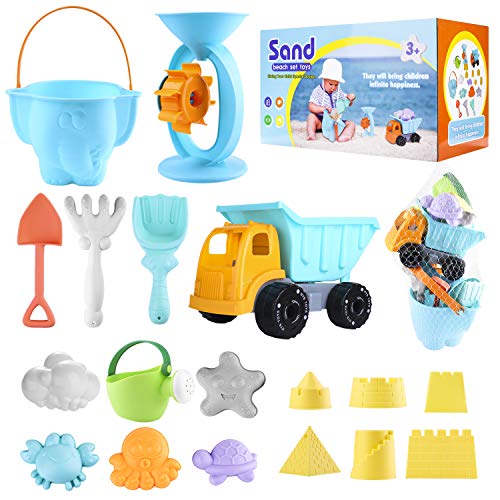 ARANEE Juguetes de Playa para Niños, 20 Piezas Juguetes de Arena para Playa al Aire Libre con Coche Cangilón Moldes de Castillo y Bolsa de Malla de Material Plástico Blando ARANEE Juguetes de Playa para Niños, 20 Piezas Juguetes de Arena para Playa al Aire Libre con Coche Cangilón Moldes de Castillo y Bolsa de Malla de Material Plástico Blando