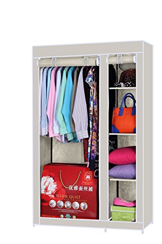 Armario de 2 Puertas, Armario Exterior, Armario de Lona, Armario Auxiliar, Acabado en Tela de Lona Color Beige, Modelo Alona, Medidas: 110 cm (Ancho) x 175 cm (Alto) x 45 cm (Fondo) Armario de 2 Puertas, Armario Exterior, Armario de Lona, Armario Auxiliar, Acabado en Tela de Lona Color Beige, Modelo Alona, Medidas: 110 cm (Ancho) x 175 cm (Alto) x 45 cm (Fondo)