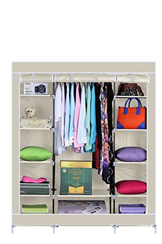 Armario de 2 Puertas, Armario Exterior, Armario de Lona, Armario Auxiliar, Acabado en Tela de Lona Color Beige, Modelo Alona, Medidas: 150 cm (Ancho) x 175 cm (Alto) x 45 cm (Fondo) Armario de 2 Puertas, Armario Exterior, Armario de Lona, Armario Auxiliar, Acabado en Tela de Lona Color Beige, Modelo Alona, Medidas: 150 cm (Ancho) x 175 cm (Alto) x 45 cm (Fondo)