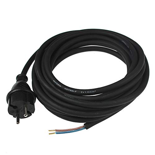 AS Schwabe 70556 - Cable de alimentación para taladradora (3 m, H05RN-F 2x1,5, IP44, para construcción), color negro
