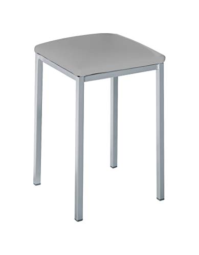 ASTIMESA TABCUAGR Dos Taburetes de Cocina Cuadrado Polipiel Gris, Altura de Asiento 45 cm