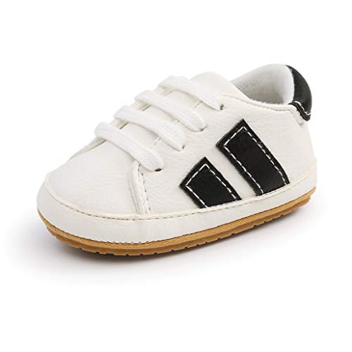 Auxm - Zapatillas de bebé para niños y niñas, con goma antideslizante para recién nacidos, para bebés de 0 a 18 meses, color Blanco, talla 21 EU