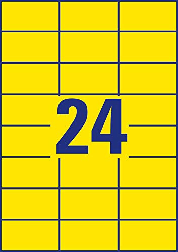 Avery Zweckform 3451-10 - Etiquetas amarillas (240 pegatinas, 70 x 37 mm en A4, autoadhesivas, papel mate, etiquetas de colores, ideales para oficina), color amarillo
