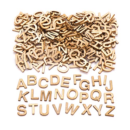 Baker Ross AW350 Letras mayúsculas de Madera en Miniatura para Decorar Manualidades, Madera, Paquete de 260