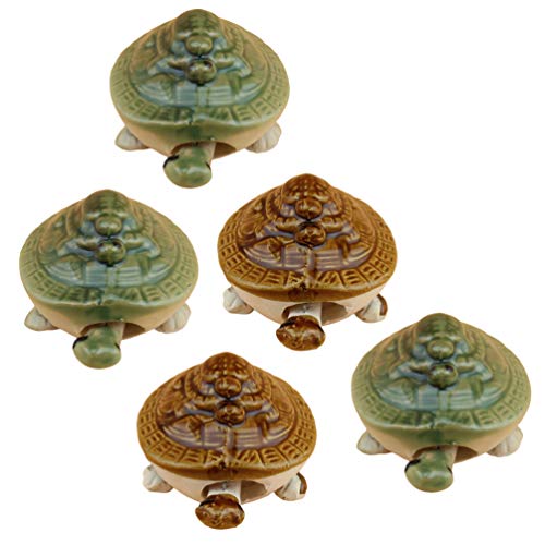 Balacoo 5 Piezas Miniatura Tortugas de Cerámica Tortuga Marina Ornamento Figuras Acuario Pecera Decoración de Jardín de Hadas (Color Aleatorio)