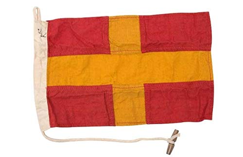 Bandera Letra R del código Internacional de señales, Fabricada en algodón, Medidas 19 x 30 cms, Envejecida.