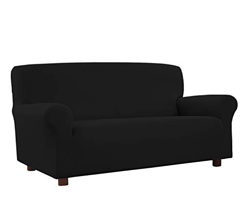 Banzaii Funda Sofa 2 Plazas Negro – Elastica Antimanchas – Extensible de 100 a 150 cm - Made in Italy