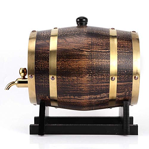 Barril de vino de estilo retro de 3 litros, madera de roble, vino tinto, brandy, barril de whisky casero, dispensador de barril, recipiente con grifo, sin fugas para almacenamiento de vino