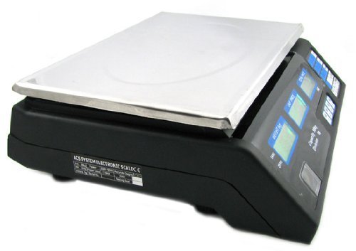 Báscula digital de precios, 40 kg/5 g (resistente al agua), con pantalla LCD, batería de acero inoxidable