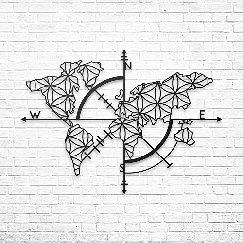 BAUPOR - Brújula de metal con diseño de mapa del mundo en 3D, silueta de metal para decoración de pared para el hogar, oficina, dormitorio, sala de estar, obras de arte elegantes (96 x 24 x 62 cm) BAUPOR - Brújula de metal con diseño de mapa del mundo en 3D, silueta de metal para decoración de pared para el hogar, oficina, dormitorio, sala de estar, obras de arte elegantes (96 x 24 x 62 cm)
