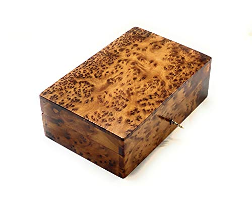 Bazaardi Caja de madera tallada a mano con cerradura para guardar joyas, organizador de arte decorativo (caja grande de madera, antigua) (con cerradura 2)