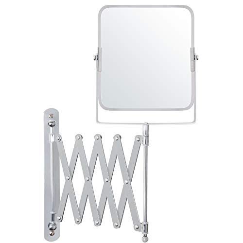 Belle Vous Espejo Extensible de Pared Cromado con Giro de 360° Espejos para Maquillaje Aumento 3X 15,5 cm x 18,5 cm - Espejos para Tocador Dos Lados Acero Inoxidable para Afeitarse o Maquillaje Belle Vous Espejo Extensible de Pared Cromado con Giro de 360° Espejos para Maquillaje Aumento 3X 15,5 cm x 18,5 cm - Espejos para Tocador Dos Lados Acero Inoxidable para Afeitarse o Maquillaje
