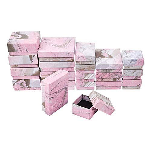 BENECREAT 20 Pack Cajas de Cartón Rosa de Regalo de Joyería 5 Formas Mixtas para Collar, Pulsera, Anillo, Pendiente, Conjunto de Joyas, Envase de Regalo para Aniversarios, Bodas, Cumpleaños