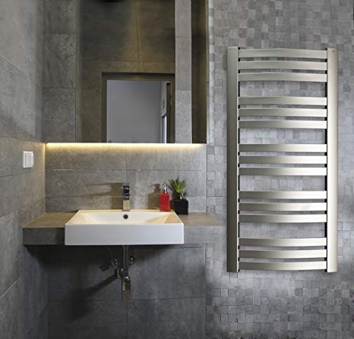 Beo Design - Radiador vertical para salón, baño, cocina, acero inoxidable, ancho 595 cm, altura 1097 cm, potencia 553 W, precio 660 euros