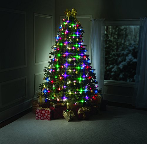 BestofTv Tree Dazzler, como en la TV - Anillo para árbol de Navidad con 64 bombillas luminosas y mando a distancia, verde, 180 cm