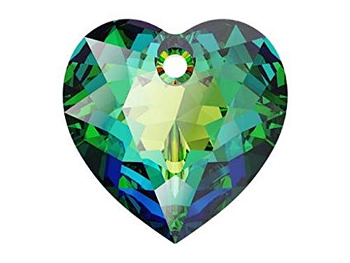 Bijoux Components Swarovski Element, Heart Cut Beads 6432, 14.5 mm, 1 ud, Cuentas-Colgantes facetadas de Vidrio en la Forma de Corazon, Crystal/Vitrail Medium/Foiled (Transparent Iridescent Rainbow)