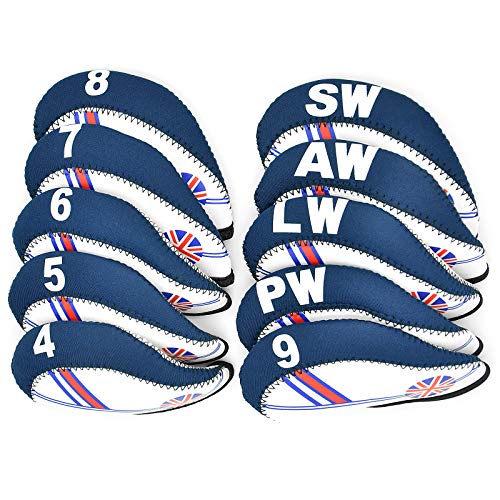 Binken - 10 Piezas de Fundas de Hierro para la Cabeza de Golf, Palos de Golf, Fundas para la Cabeza de Hierro, 4-9 AW/SW/PW, Material de Neopreno Elástico Reutilizado con Etiqueta de Número Binken - 10 Piezas de Fundas de Hierro para la Cabeza de Golf, Palos de Golf, Fundas para la Cabeza de Hierro, 4-9 AW/SW/PW, Material de Neopreno Elástico Reutilizado con Etiqueta de Número