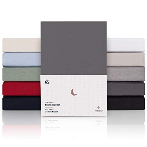 Blumtal Sábana bajera para cama con somier, 180 x 200 cm, muy suave, 100% algodón, altura del colchón de hasta 40 cm, color antracita