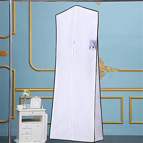 Bolsa de almacenamiento para vestido de novia, vestido de novia, con cremallera, resistente al polvo, color blanco/negro, elegante, 180 x 60 x 30 cm