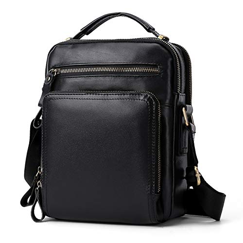 Bolsas al Aire Libre Lgmin 6028 Moda Multifuncional Top-Grano Messenger Bag Casual Hombres Bolso Bolso Exquisita Moda (Color : Black)
