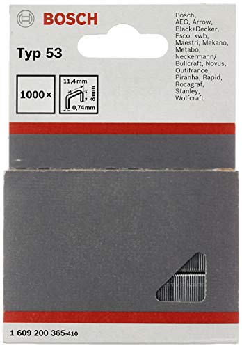 Bosch 1 609 200 365 - Pack de 1000 grapas de alambre fino tipo 53 (11,4 x 0,74 x 8 mm)