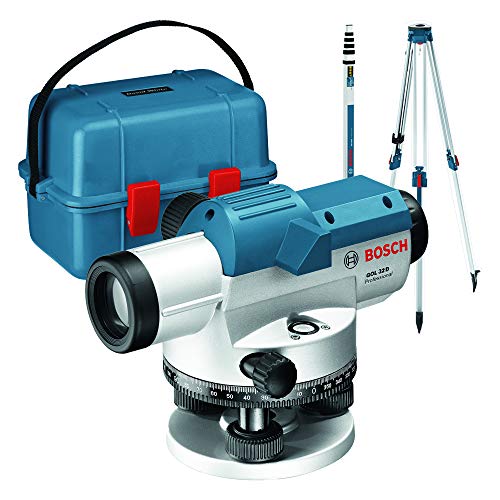 Bosch Professional Nivel Óptico GOL 32 D (aumento 32x, unidad de medida: 360 grados, alcance: hasta 120 m, regla graduada GR 500, trípode BT 160, en maletín de transporte)