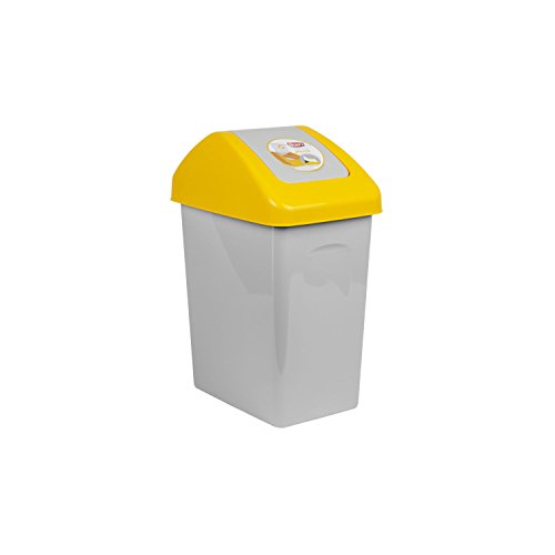 BRANQ - Cubo de basura con tapa abatible, 10 litros, disponible en diferentes colores: amarillo, verde, azul. (amarillo)