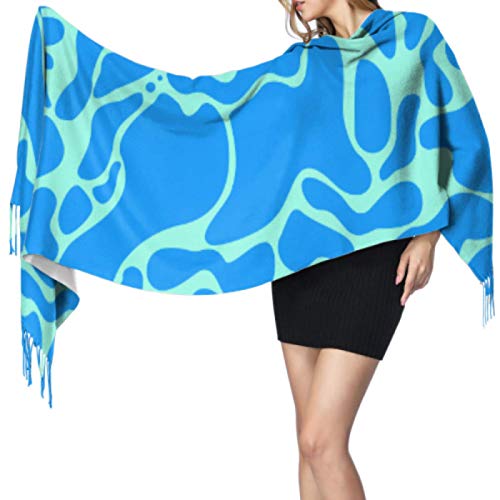 Bufanda de cachemira con ondas de agua de mar con estilo creativo Bufanda de mujer Bufanda de verano para el cuerpo Abrigo 77x27 pulgadas / 196x68cm Pashmina suave grande extra cálida