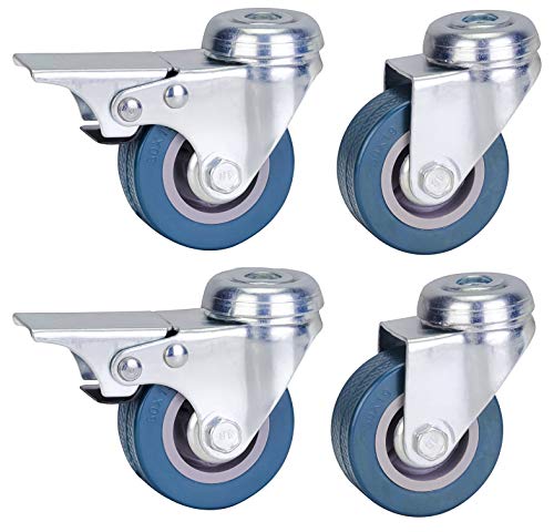 Bulldog Castors - Ruedas de goma dura (freno de 50 mm, 10 mm, fijación de agujeros de perno, ruedas de alta resistencia, 100 kg por juego Bulldog Castors - Ruedas de goma dura (freno de 50 mm, 10 mm, fijación de agujeros de perno, ruedas de alta resistencia, 100 kg por juego