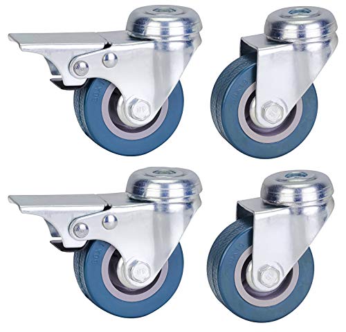 Bulldog Castors - Ruedas de goma dura (freno de 50 mm, 10 mm, fijación de agujeros de perno, ruedas de alta resistencia, 100 kg por juego