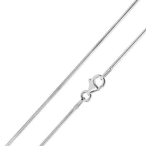 Cadena Serpiente plata 925 rodio - collar mujer 1,2 mm plata cadena en 8 tamaños 40 45 50 55 60 70 80 90 cm disponible #K22 - Plata de ley 925, Cierre de muelle, 925-Sterling, Plata de ley 925 (masivo)