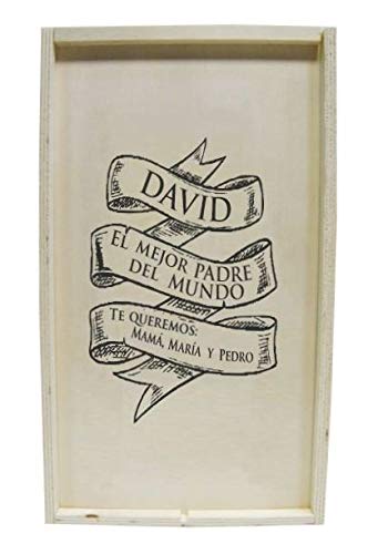 Caja Madera Personalizada para 2 Botellas Vino Día del Padre BANDA TRIPLE Regalo Práctico Elegante Novedoso Divertido Original Obsequio Celebraciones Día Padre Cumpleaños Aniversarios Detalle