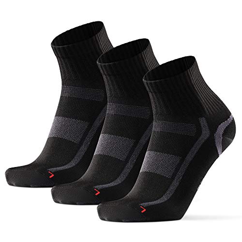 Calcetines Deportivos Quarter, para Hombre y Mujer, Calcetines Media Caña, Antideslizantes, Ajuste Cómodo y Transpirables para Deporte, Fitness y Running, Pack de 3 y 5 (3x Negro/Gris, 39-42)