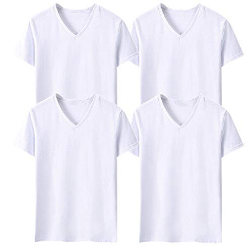Camiseta Hombre Camisetas para Hombre Multipack Camiseta De Algodón De Color Sólido Camisetas con Cuello En V Camiseta Blanca Negra para Niños Paquete De 3 (S-5Xl)-Grupo 1_Metro