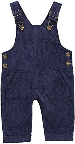 Carolilly - Mono de bebé con botones, pantalón ancho de color liso, con bolsillos completos con hebilla ajustable turquesa 0-6 Meses