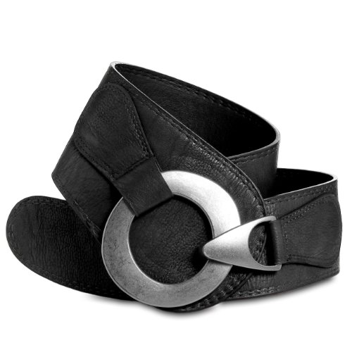 Caspar GU243 Cinturón Ancho para Mujer con Hebilla Grande de Metal, Tamaño:95, Color:negro