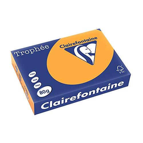 Clairefontaine Trophée - Resma de papel, 80 gr/m², 500 hojas, A4 (21 x 29.7 cm), color clementina