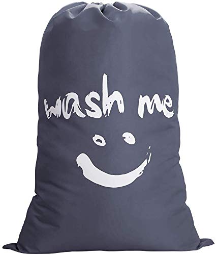 Cleano Wash Me - Bolsa para la colada, color negro, tamaño grande, bolsa de viaje, aprox. 120 L, 60 cm (ancho) x 90 cm (alto), bolsa de tela, bolsa de almacenaje, con cordón, bolsa de almacenamiento