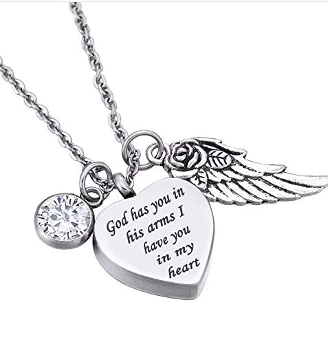 clockxm Collar para Cenizas Cremación de Acero Inoxidable Dios te Tiene en Sus Brazos Colgante con Piedra de Nacimiento Conmemorativa Collar de urna de Cenizas 5 clockxm Collar para Cenizas Cremación de Acero Inoxidable Dios te Tiene en Sus Brazos Colgante con Piedra de Nacimiento Conmemorativa Collar de urna de Cenizas 5