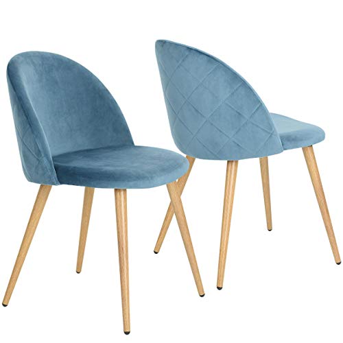 Coavas Juego de 2 Sillas Estilo Vintage Retro para Salón Tapizadas en Terciopelo Azul Coavas Juego de 2 Sillas Estilo Vintage Retro para Salón Tapizadas en Terciopelo Azul