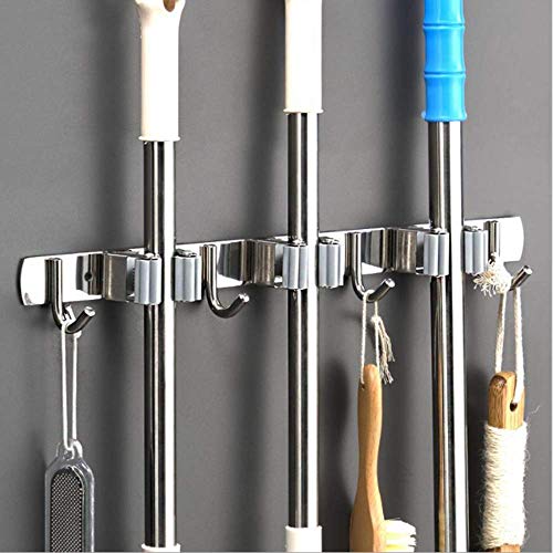 Colgador de Escobas y Fregonas Adhesivos Pared, Acero Inoxidable Organizador Soporte de Escobas y Fregonas para Hogar, Cocina, Garajes( 3 Posiciones y 4 Ganchos) Colgador de Escobas y Fregonas Adhesivos Pared, Acero Inoxidable Organizador Soporte de Escobas y Fregonas para Hogar, Cocina, Garajes( 3 Posiciones y 4 Ganchos)