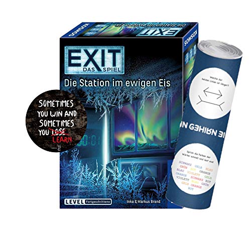 Collectix Kosmos 692865 EXIT Das Spiel: Die Station im EIS - Juego de mesa (nivel avanzado, 1 adhesivo de salida y 1 póster de ilusión óptica)