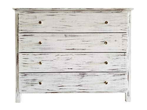 Comoda de 4 cajones rústica Fabricada en Madera Maciza alistonada de Pino Silvestre Acabado Blanco Envejecido Comoda de 4 cajones rústica Fabricada en Madera Maciza alistonada de Pino Silvestre Acabado Blanco Envejecido