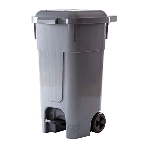 Contenedor de Residuos 80 L, Cubo de Basura, Ruedas y Pedal (Gris)