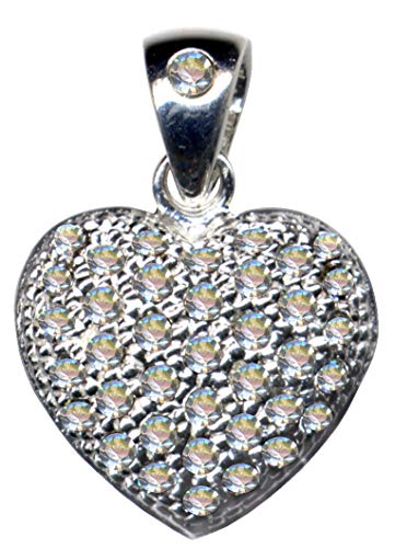 Corazón Amor Corazón Love Love Colgante Colgante Colgante Colgante de estilo modernista Blanco Auténtica Plata de Ley 925 Circonita Cristal Strass Collar Joya Plata de Ley 925 Extravagante Nuevo