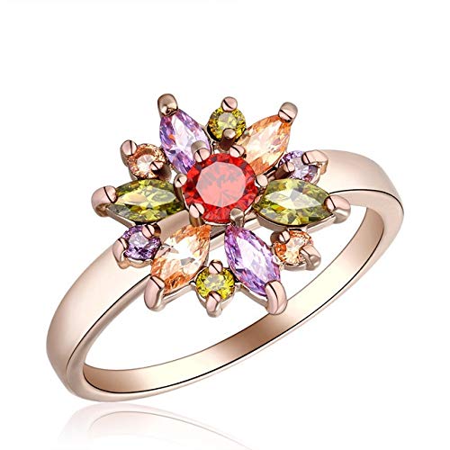 Cristal brillante de la manera de circón anillos de la flor de la boda for las mujeres dedo de lujo del cóctel Anillos Declaración de joyería paquete ( Main Stone Color : LR0044 69 , Ring Size : 9 )