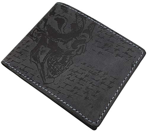 Cuero de búfalo Cartera con Calavera-Motivo en Formato Vertical o Formato oblongo - con Bloqueo RFID y NFC (Modelo 2 / Formato Oblongo/Gris) Cuero de búfalo Cartera con Calavera-Motivo en Formato Vertical o Formato oblongo - con Bloqueo RFID y NFC (Modelo 2 / Formato Oblongo/Gris)