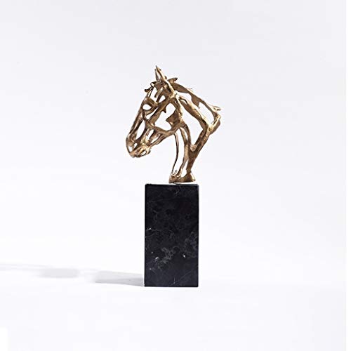 Decoración de escritorio Escultura moderna de metal, lujo luz la decoración del hogar, abstracta china del metal hueco cabeza de caballo Artesanía Estatua animal, utilizando for la oficina decoración