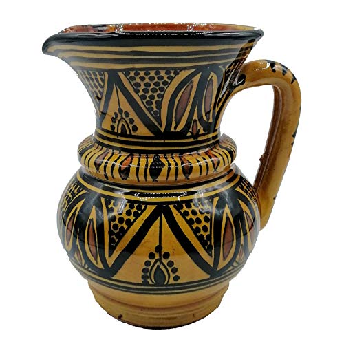 Decoración étnica jarra cerámica terracota marroquí pintada a mano 2503190927