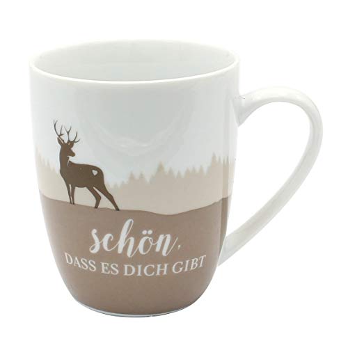 Dekohelden24 Taza de café de porcelana con texto en alemán "Schön, Dass es Dich gibt", 9,8 x 8,2 cm, capacidad de 250 ml, apta para lavavajillas.